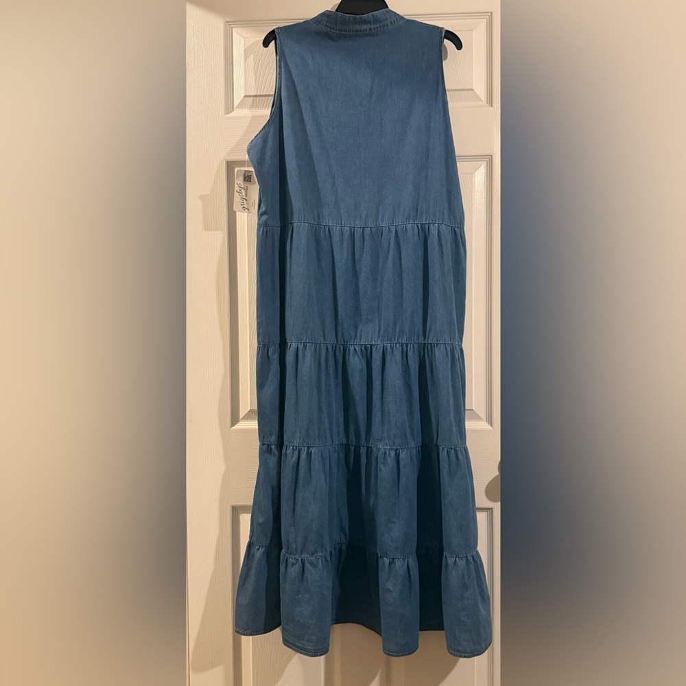 NEW Women’s Denim Tiered Maxi Dress - Lightweight Denim - Picture 2 of 6